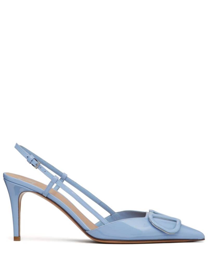 Valentino Garavani VLogo Signature 80mm patent slingback pumps - Blue von Valentino Garavani