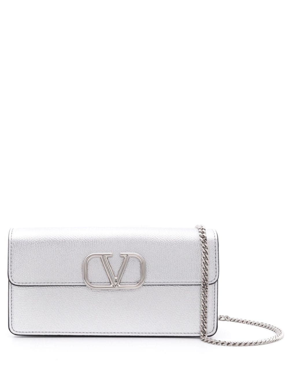 Valentino Garavani VLogo Signature metallic wallet-on-chain - Silver von Valentino Garavani