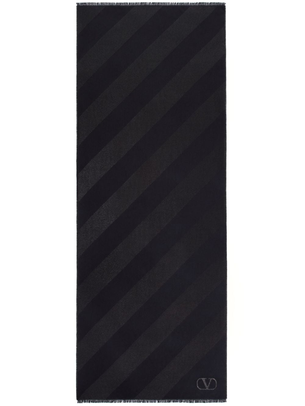 Valentino Garavani VLogo Signature striped scarf - Black von Valentino Garavani