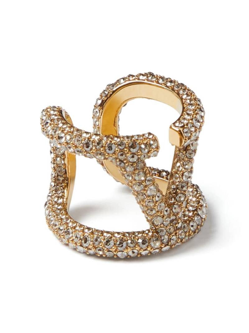 Valentino Garavani VLogo Signature crystal-embellished ring - Gold von Valentino Garavani