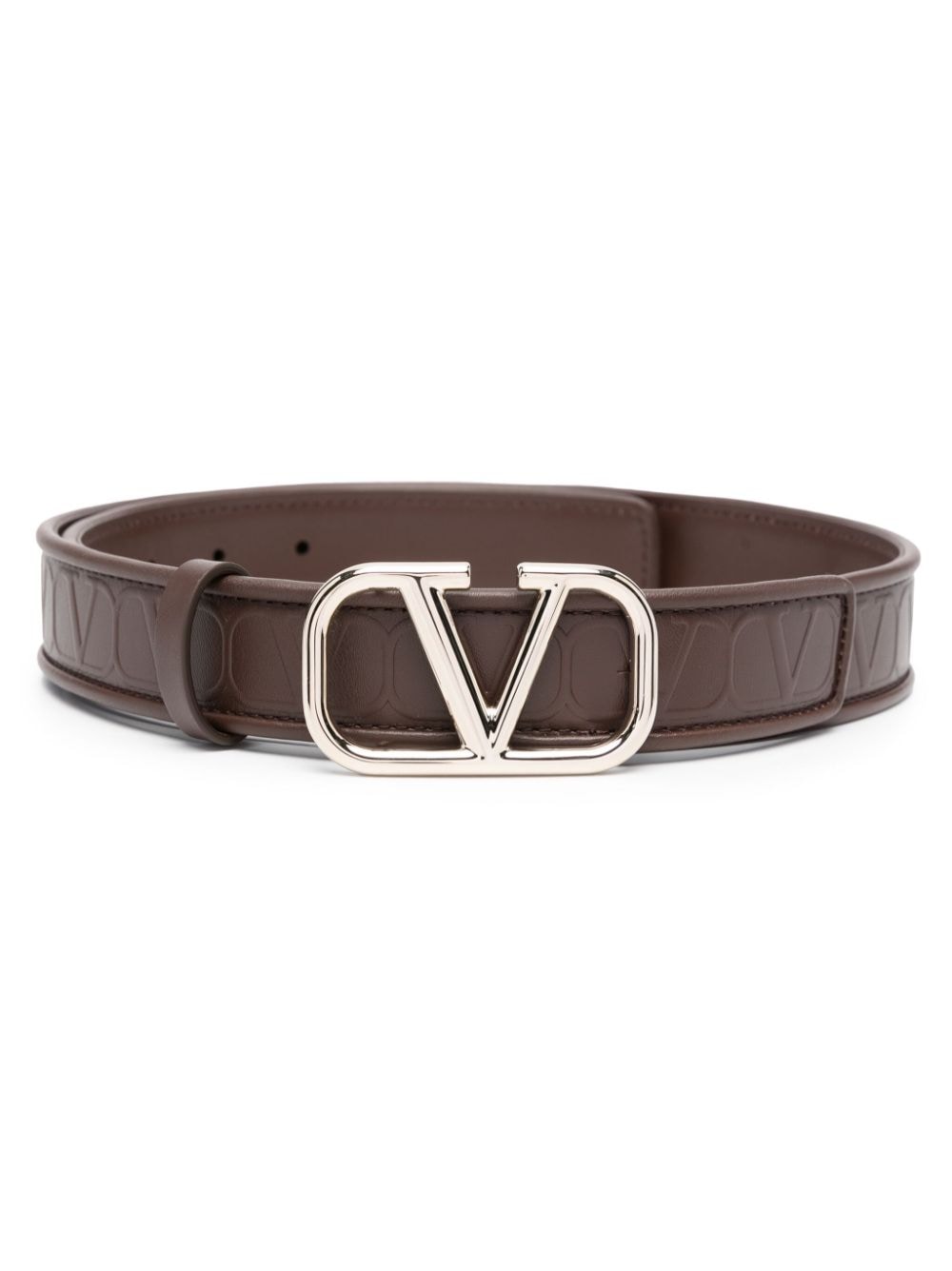 Valentino Garavani VLogo emboosed leather belt - Brown von Valentino Garavani