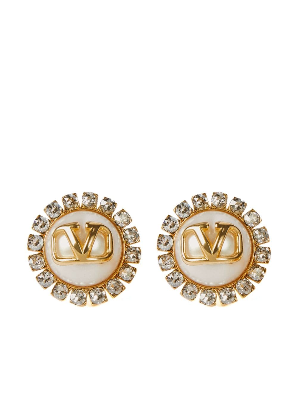 Valentino Garavani VLogo Signature crystal-embellished stud earrings - Gold von Valentino Garavani