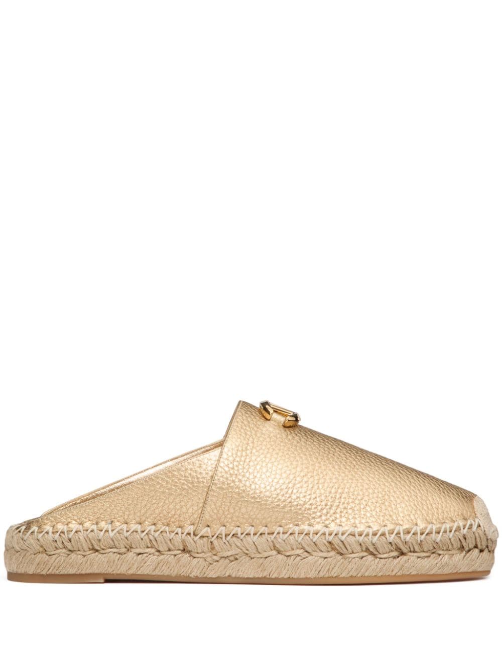 Valentino Garavani VLogo metallic leather mules - Gold von Valentino Garavani