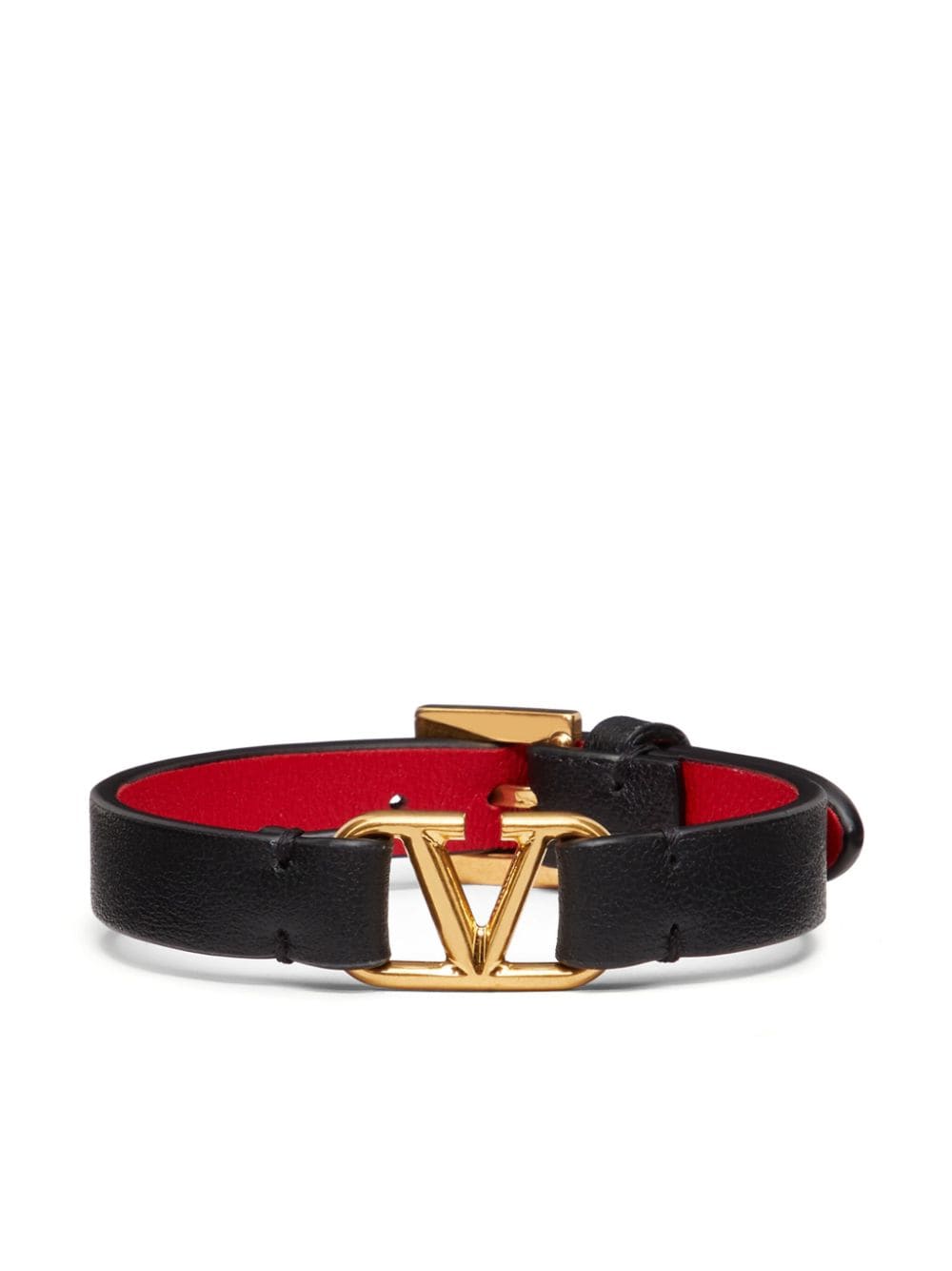Valentino Garavani VLogo Signature leather bracelet - Black von Valentino Garavani