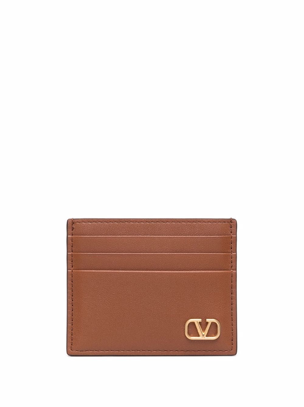 Valentino Garavani VLogo leather cardholder - Brown von Valentino Garavani