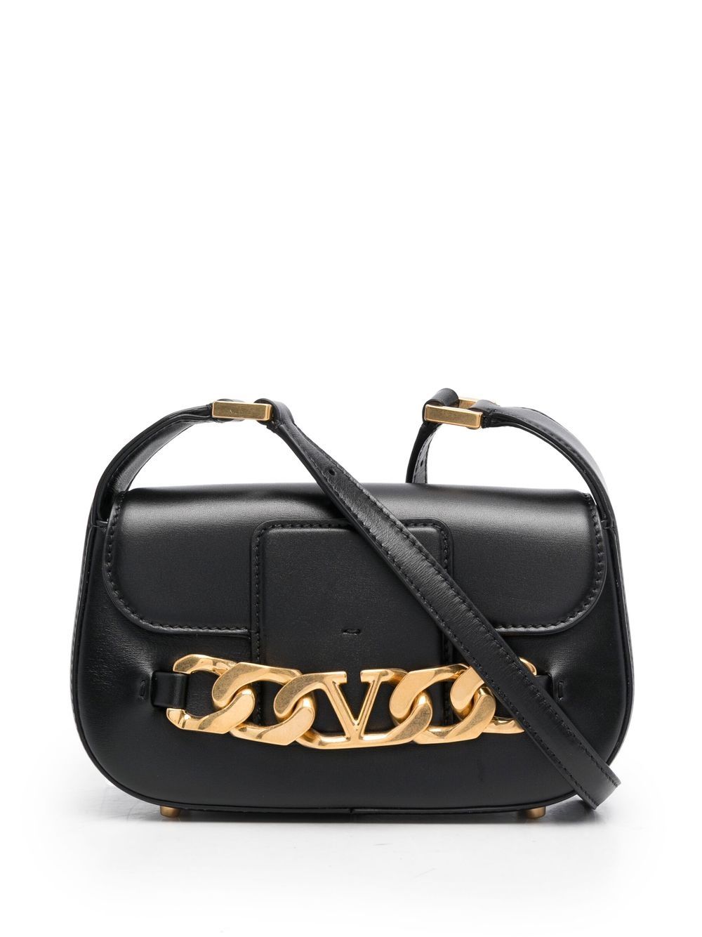Valentino Garavani VLogo leather crossbody bag - Black von Valentino Garavani