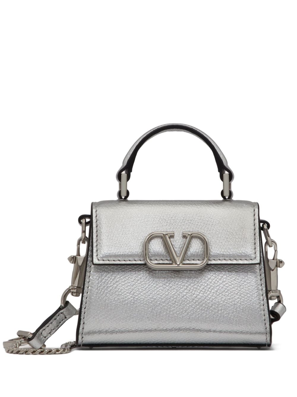 Valentino Garavani micro VSling metallic handbag - Silver von Valentino Garavani