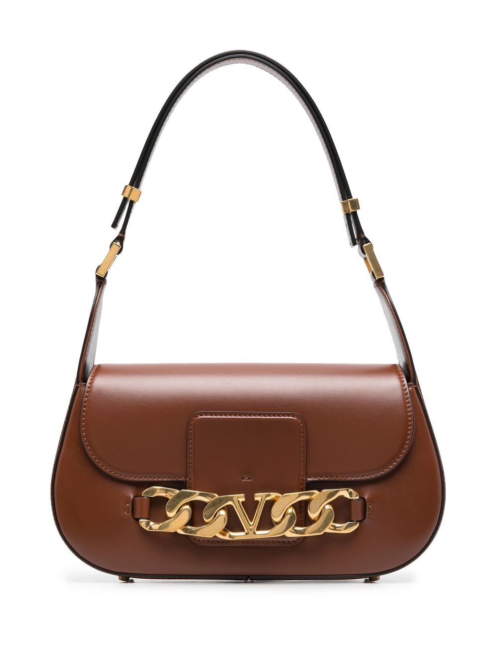 Valentino Garavani VLogo leather shoulder bag - Brown von Valentino Garavani