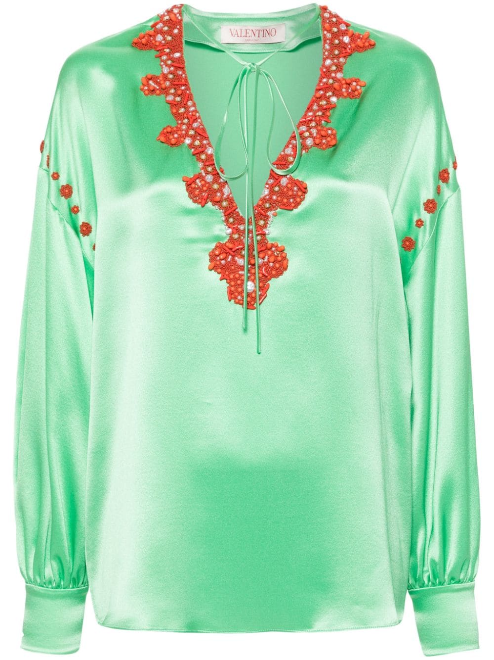 Valentino Garavani bead-embroidered silk blouse - Green von Valentino Garavani