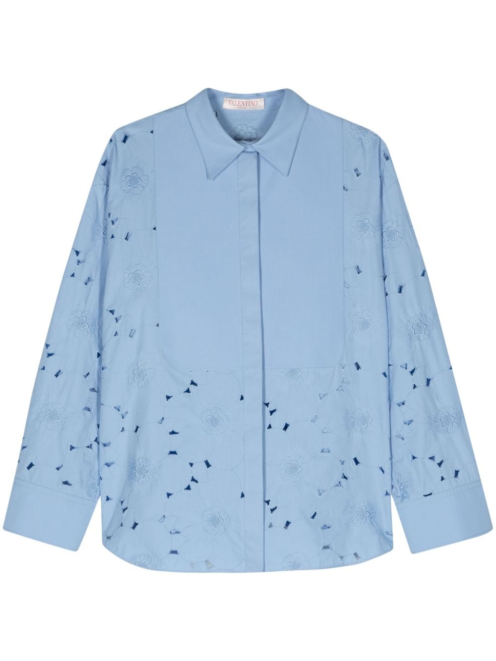 Valentino Garavani broderie-anglaise cotton shirt - Blue von Valentino Garavani