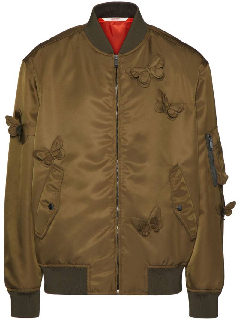 Valentino Garavani butterfly-appliqué bomber jacket - Green von Valentino Garavani