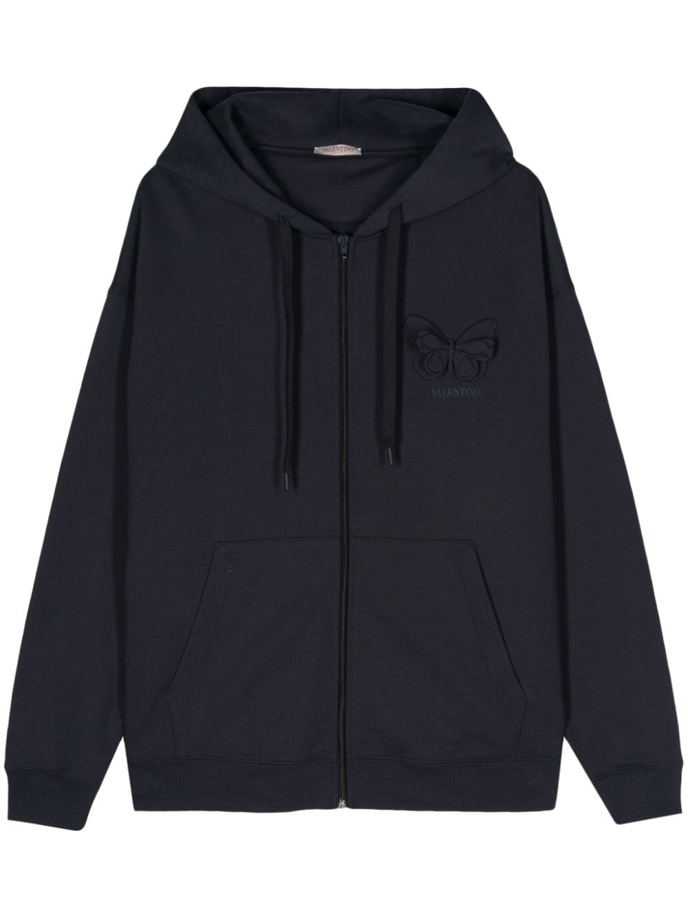 Valentino Garavani butterfly-appliqué zipped hoodie - Blue von Valentino Garavani