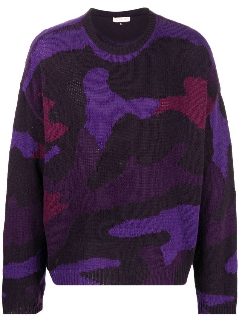 Valentino Garavani camouflage-motif intarsia-knit jumper - Purple von Valentino Garavani