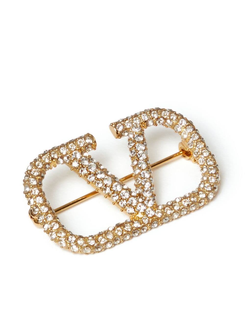 Valentino Garavani VLogo Signature crystal-embellished brooch - Gold von Valentino Garavani