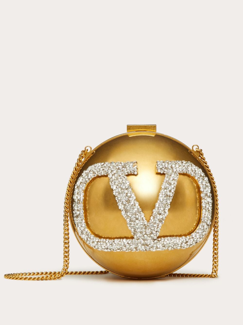 Valentino Garavani crystal-embellished Vlogo clutch - Gold von Valentino Garavani