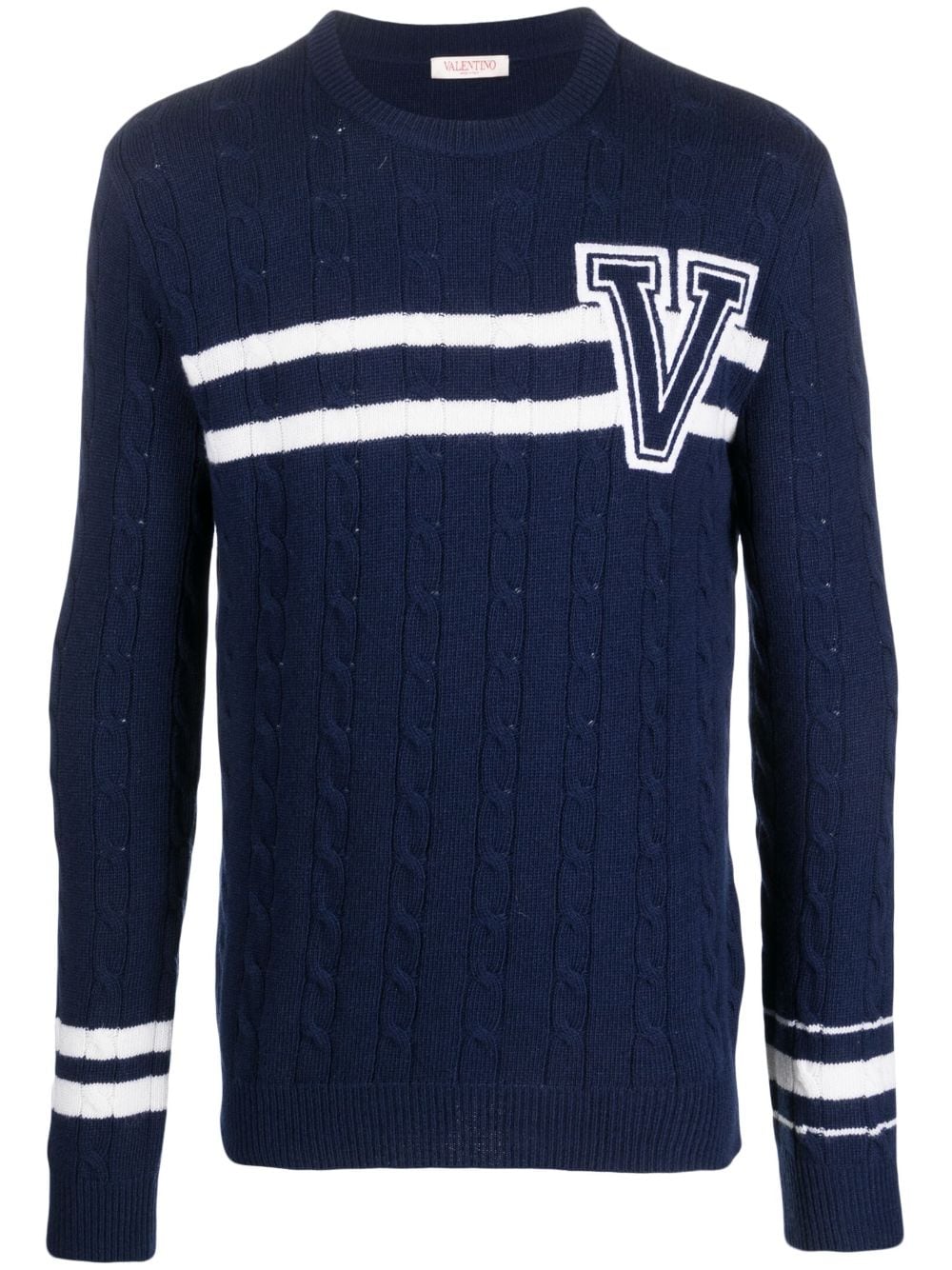 Valentino Garavani embroidered-logo striped wool jumper - Blue von Valentino Garavani