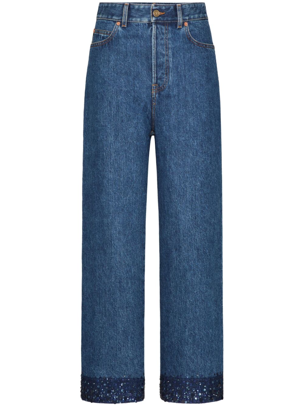 Valentino Garavani embroidered straight-leg jeans - Blue von Valentino Garavani