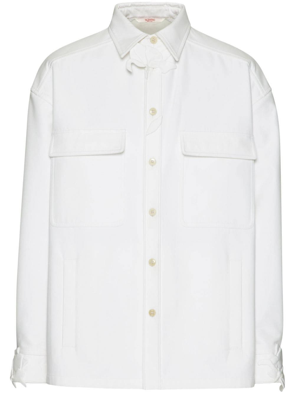 Valentino Garavani flower-appliqué cotton shirt jacket - White von Valentino Garavani