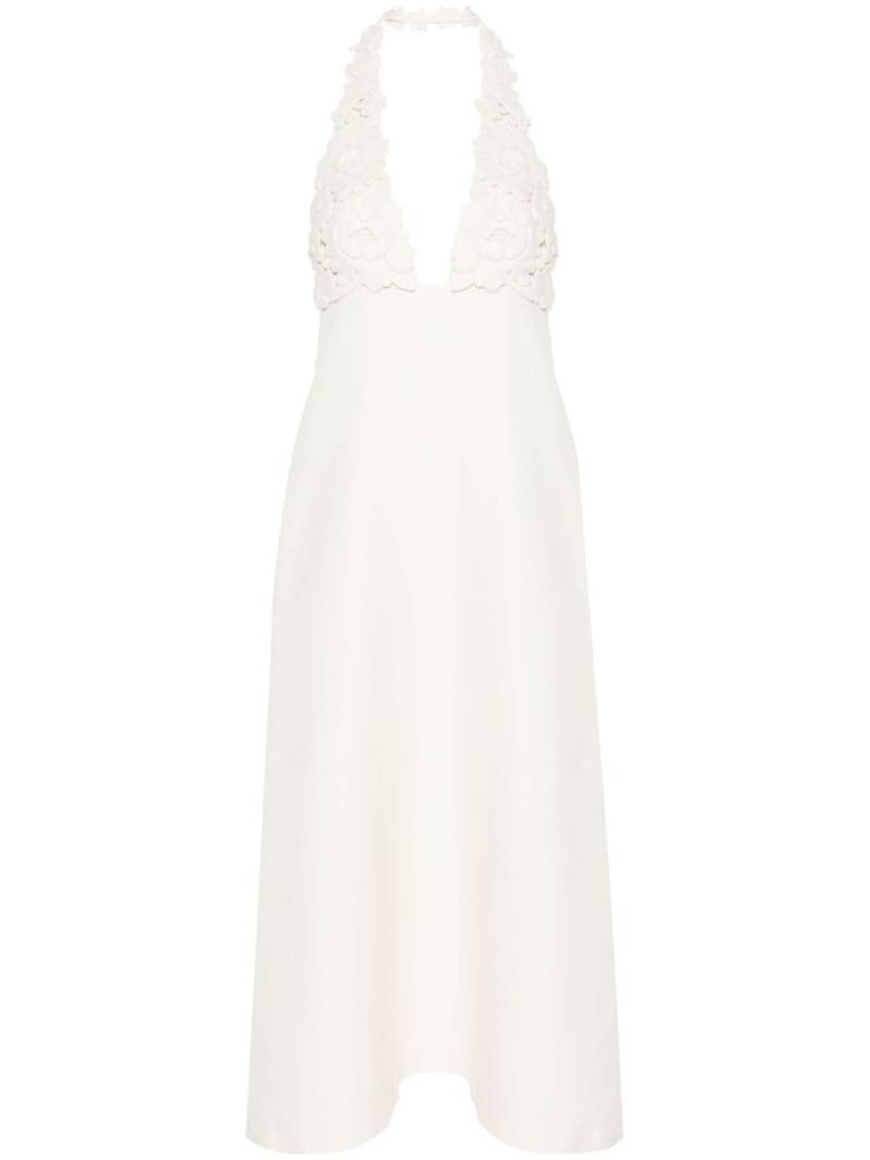 Valentino Garavani floral-appliqué crepe maxi dress - White von Valentino Garavani