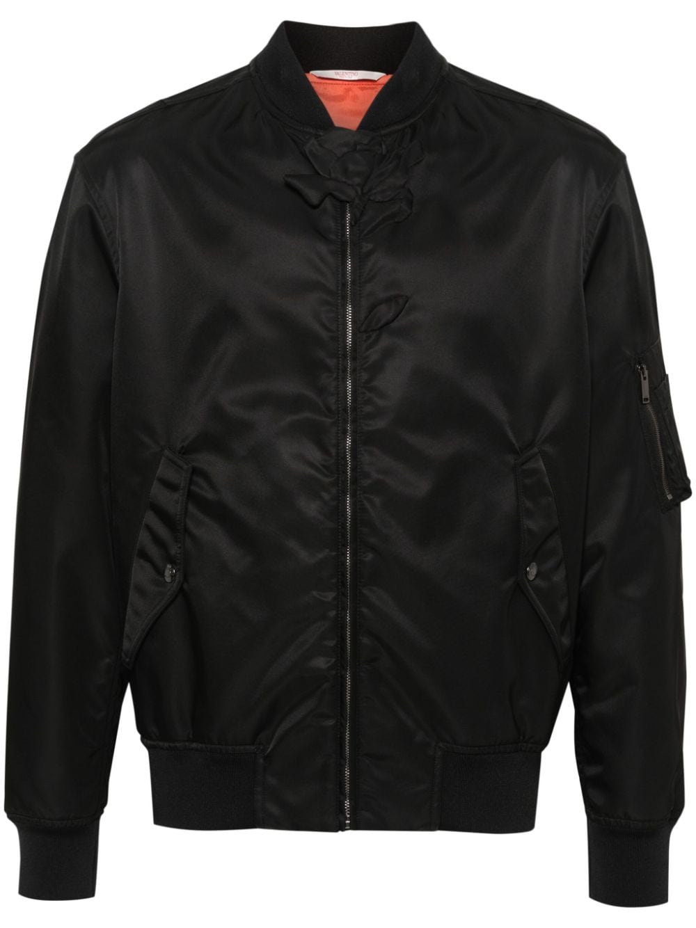 Valentino Garavani floral-embroidered bomber jacket - Black von Valentino Garavani