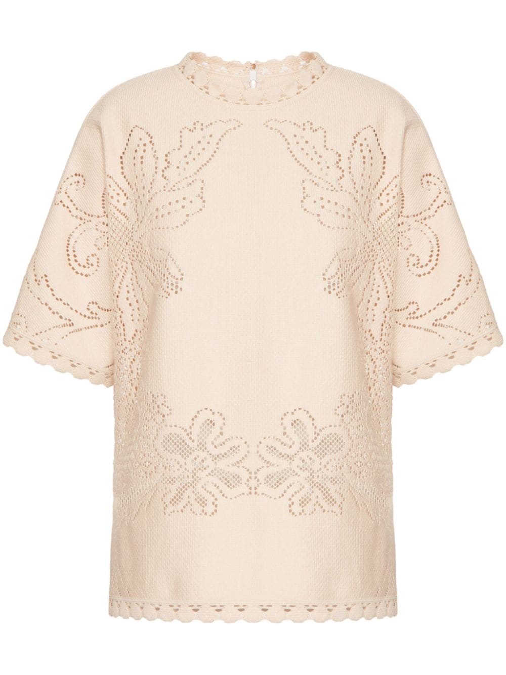 Valentino Garavani floral-embroidered short-sleeve T-shirt - Neutrals von Valentino Garavani