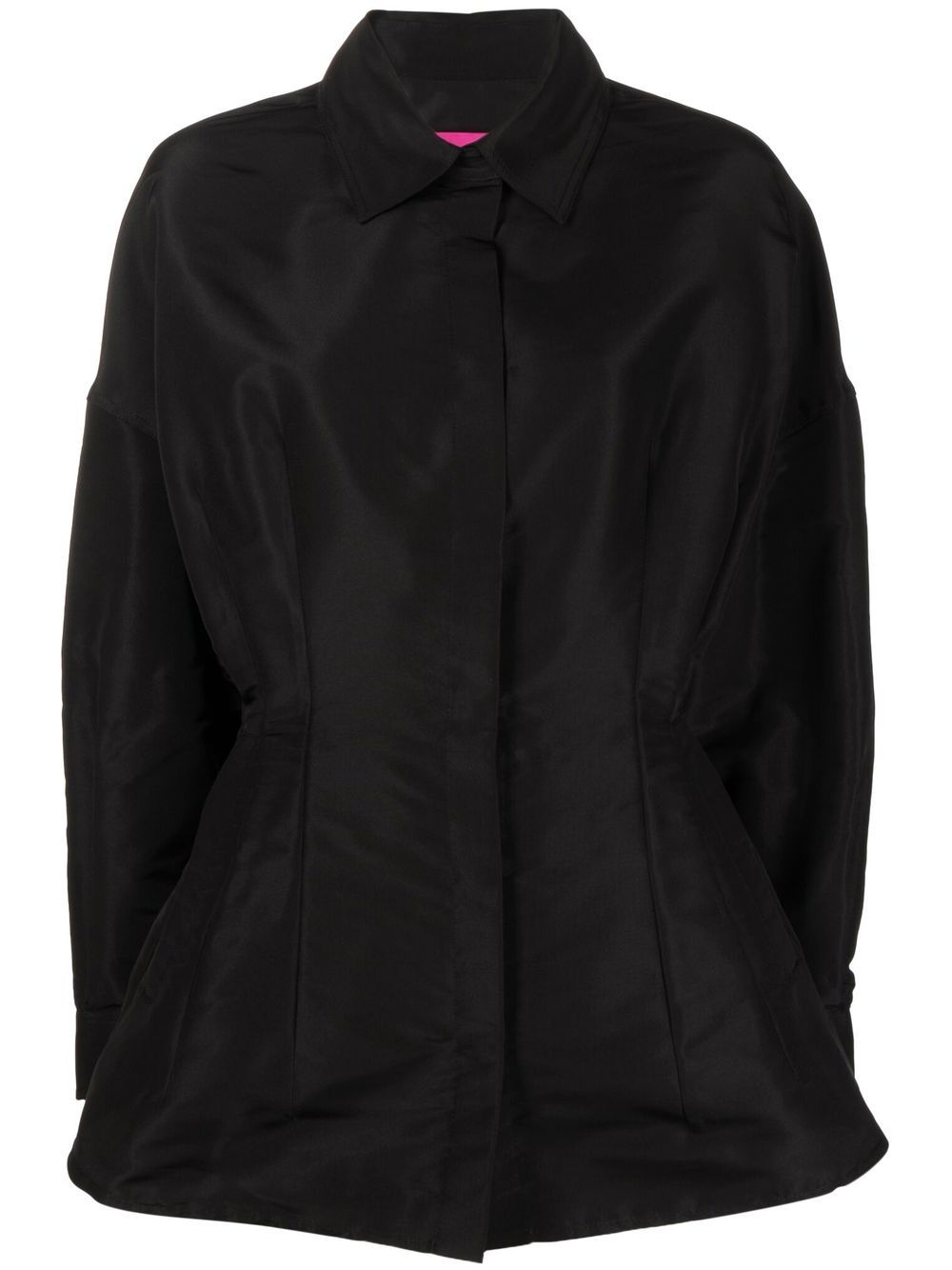 Valentino Garavani gathered-detail faille shirt jacket - Black von Valentino Garavani