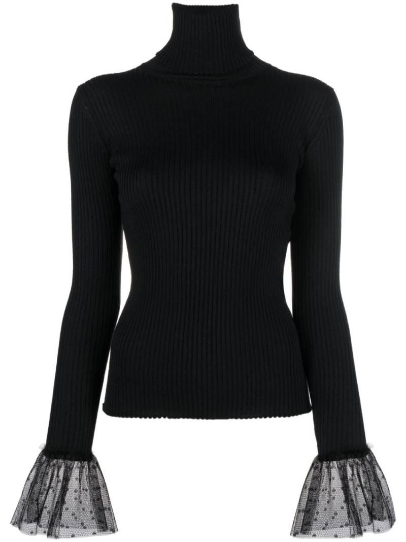 RED Valentino lace-cuffs roll-neck jumper - Black von RED Valentino