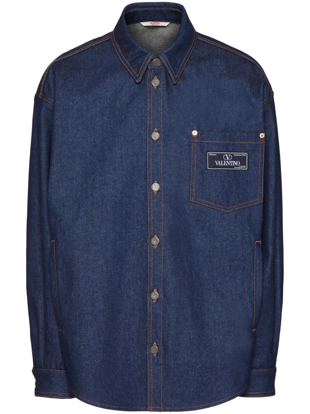 Valentino Garavani logo-appliqué denim shirt - Blue von Valentino Garavani