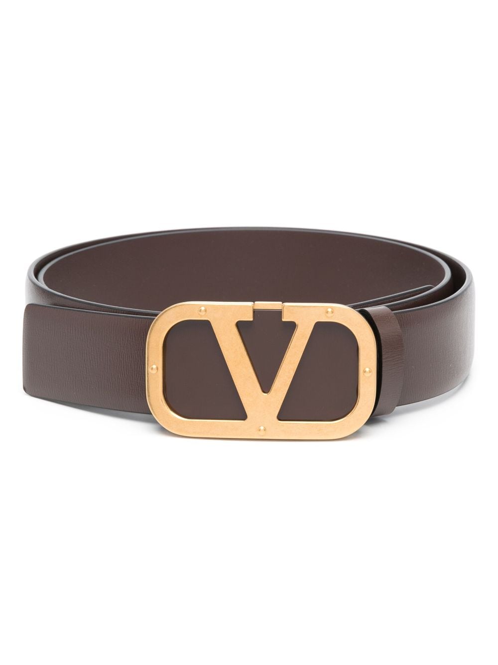 Valentino Garavani logo-buckle leather belt - Brown von Valentino Garavani