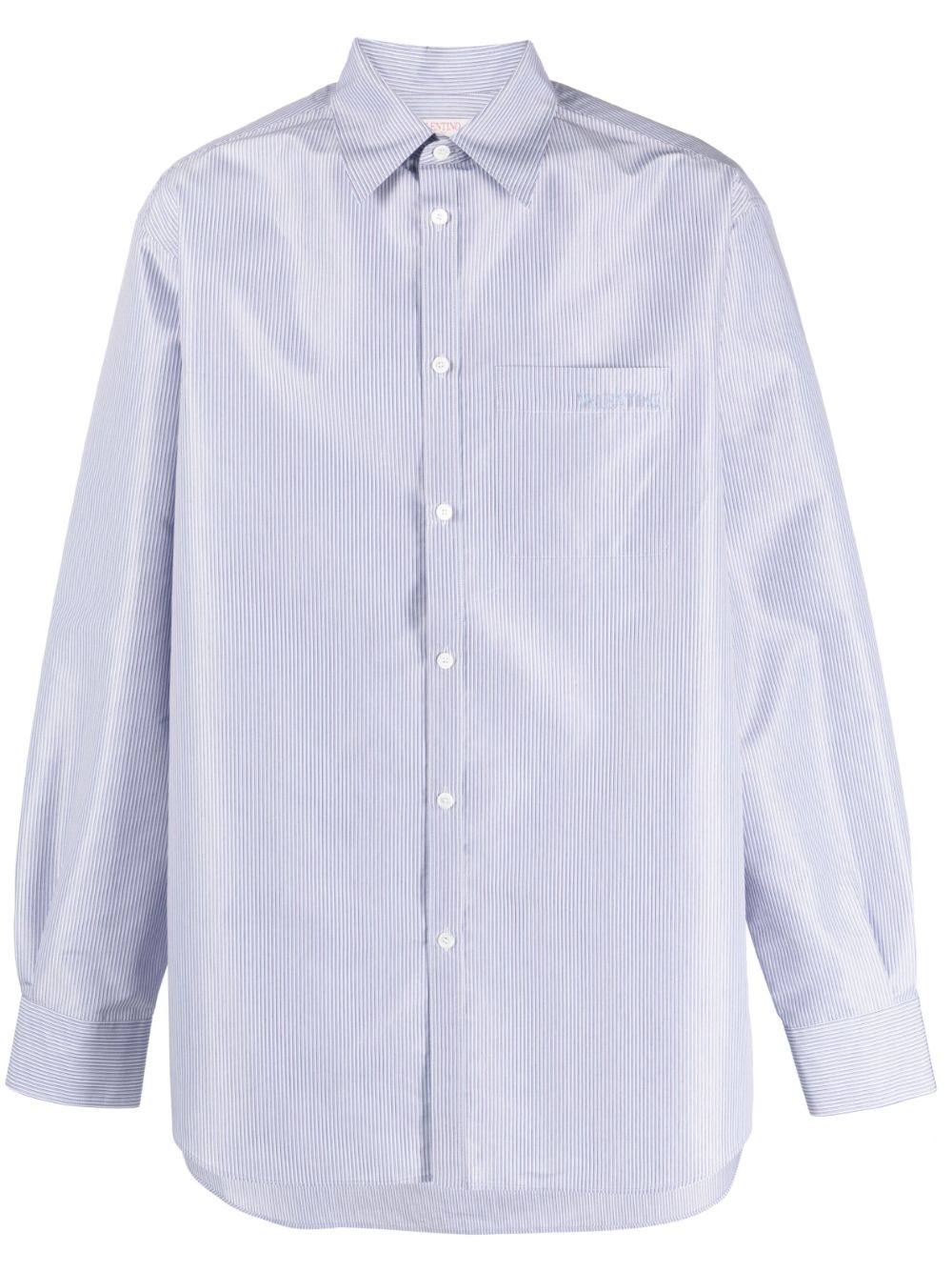 Valentino Garavani logo-embroidered textured shirt - Blue von Valentino Garavani