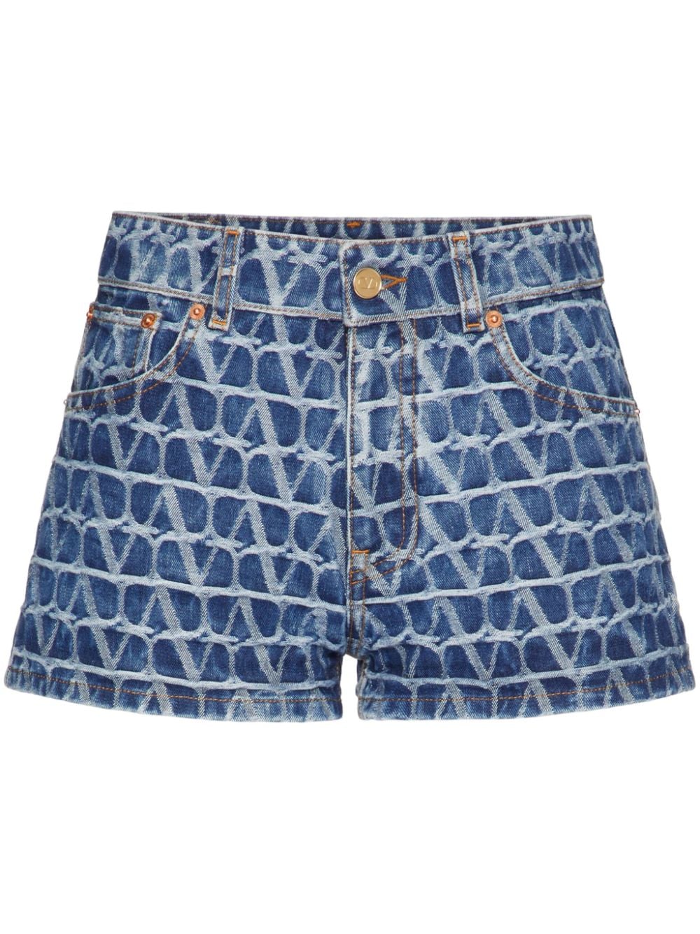 Valentino Garavani Toile Iconographe denim shorts - Blue von Valentino Garavani