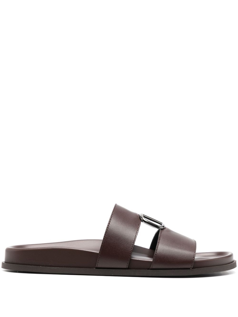 Valentino Garavani logo-plaque calf leather sandals - Brown von Valentino Garavani