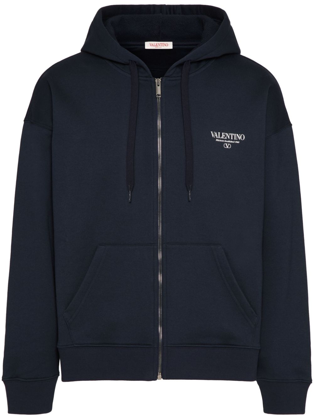 Valentino Garavani logo-print zip-up hoodie - Blue von Valentino Garavani