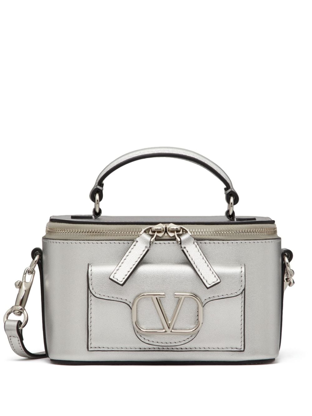 Valentino Garavani mini Locò metallic handbag - Grey von Valentino Garavani