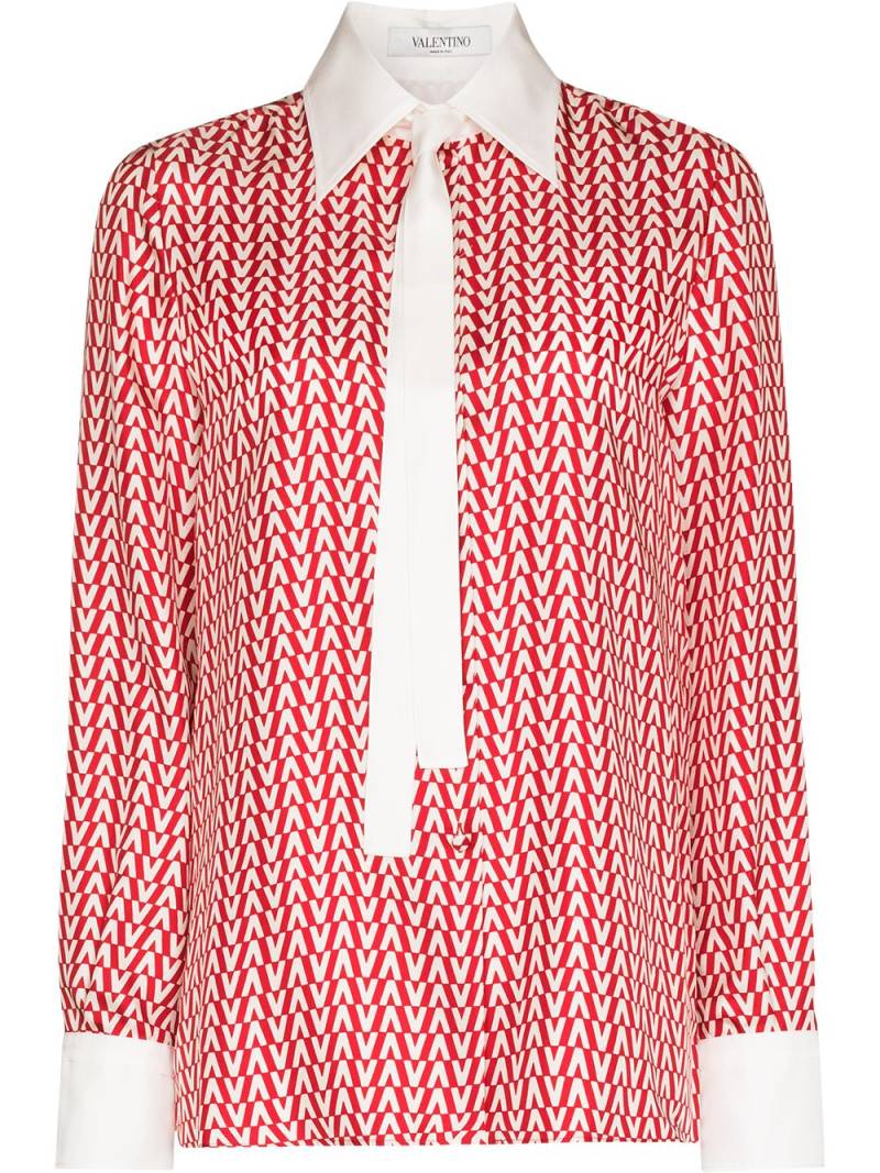 Valentino Garavani monogram print silk shirt - Red von Valentino Garavani