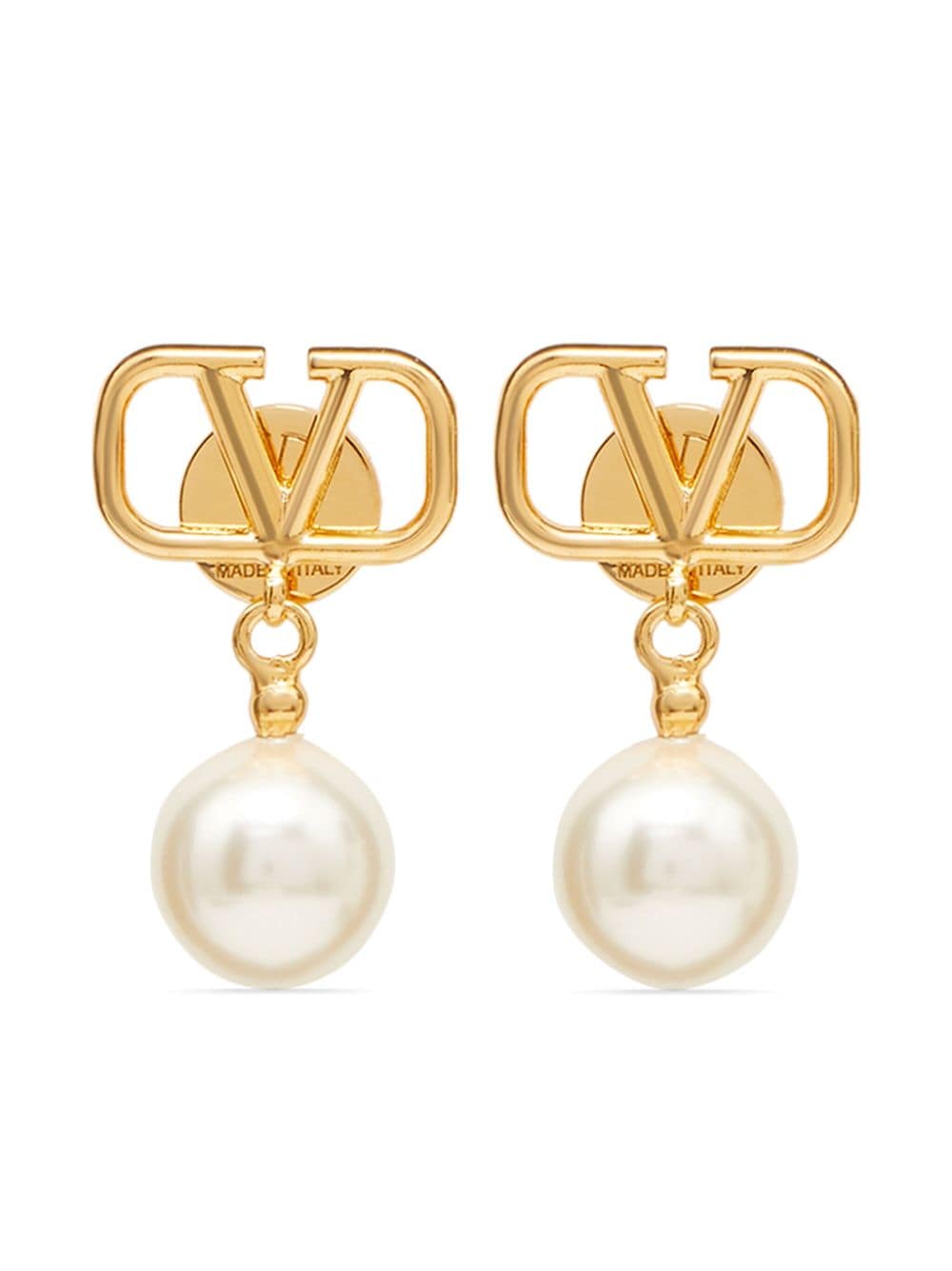 Valentino Garavani VLogo Signature pearl drop earrings - Gold von Valentino Garavani