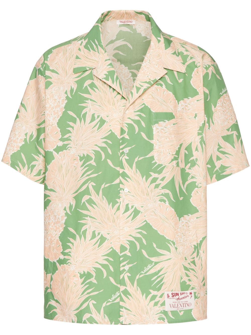 Valentino Garavani Pineapple-print cotton bowling shirt - Green von Valentino Garavani