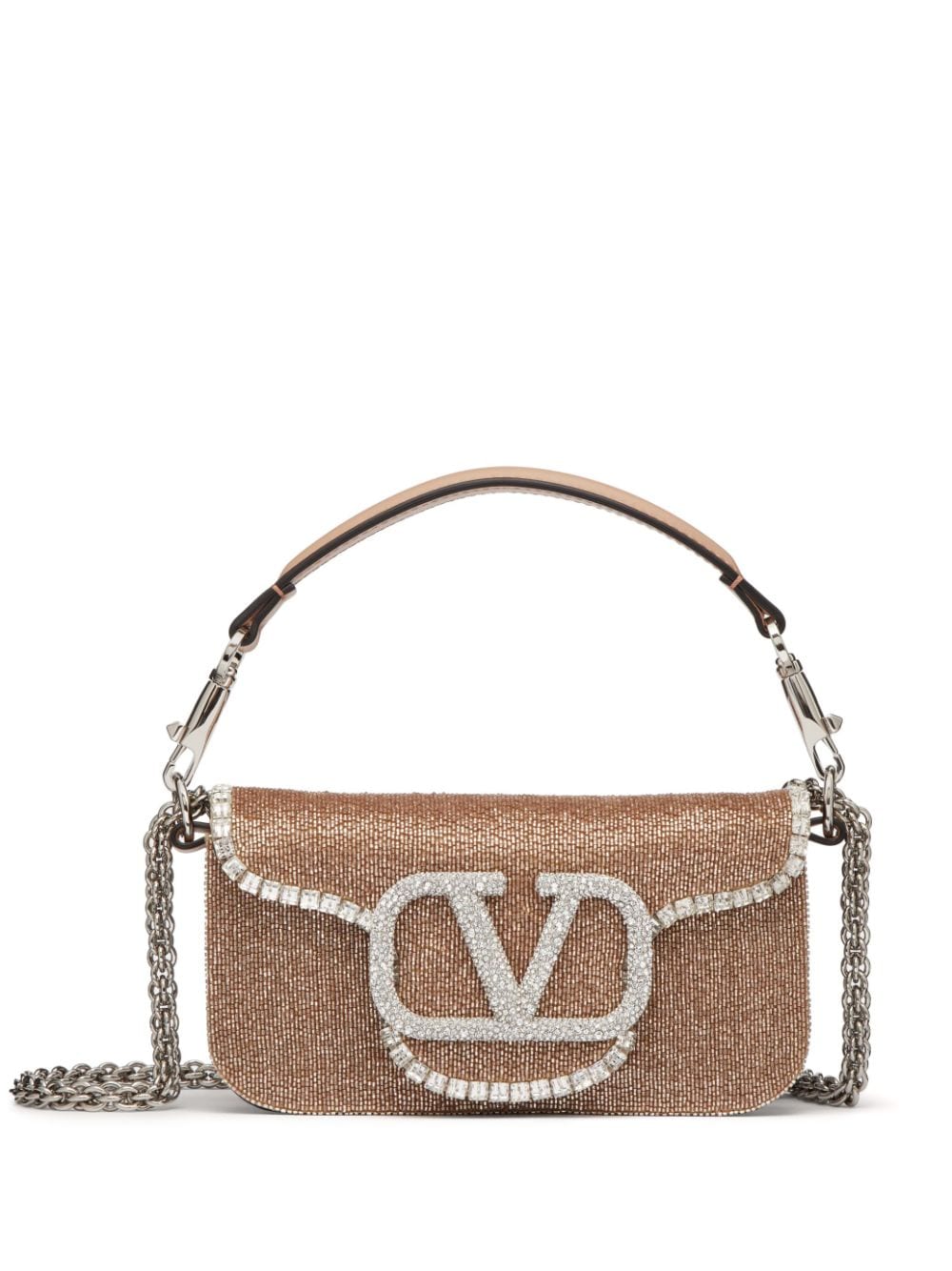 Valentino Garavani small Locò embroidered shoulder bag - Brown von Valentino Garavani