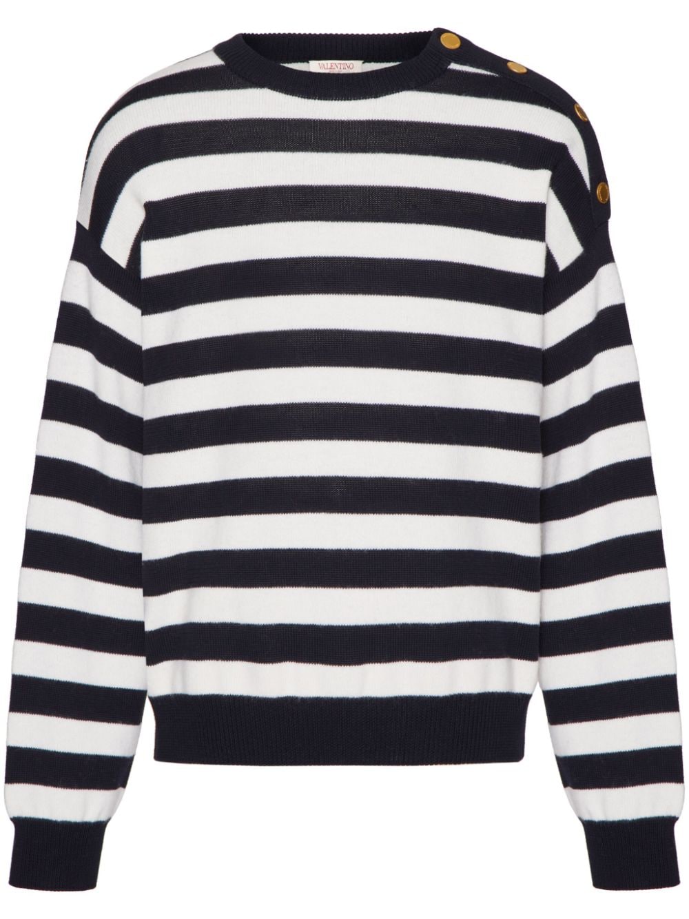 Valentino Garavani striped crew-neck jumper - Black von Valentino Garavani