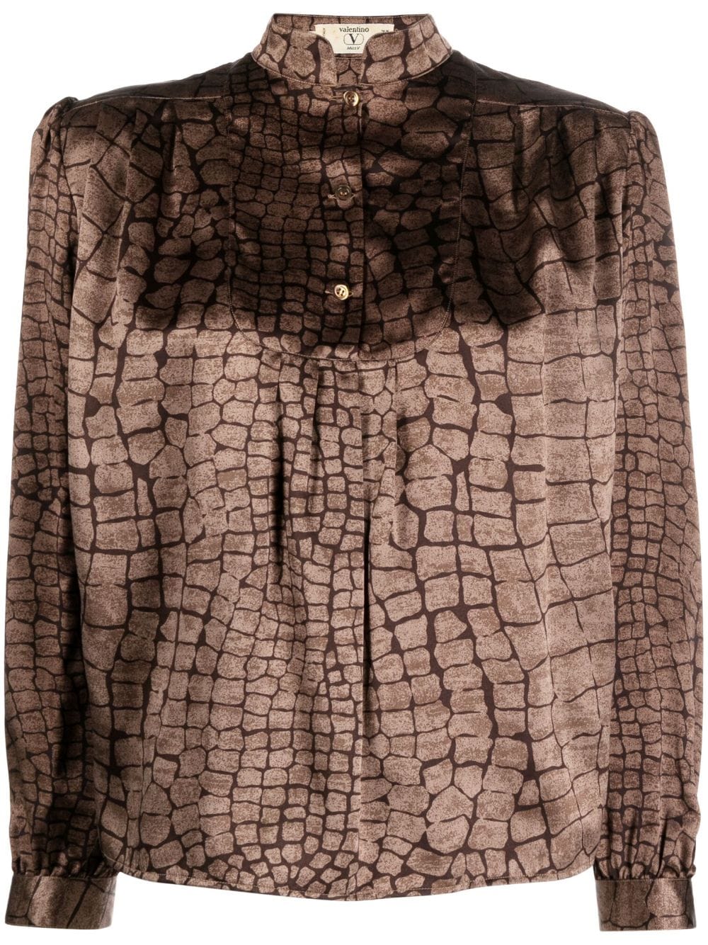 Valentino Garavani Pre-Owned 1980s geometric-print silk blouse - Brown von Valentino Garavani Pre-Owned