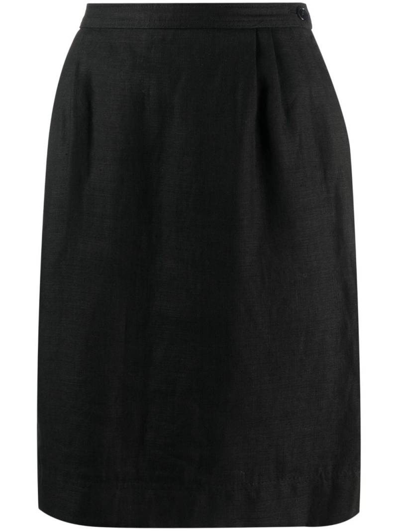 Valentino Garavani Pre-Owned 1980s high-waisted linen pencil skirt - Black von Valentino Garavani Pre-Owned