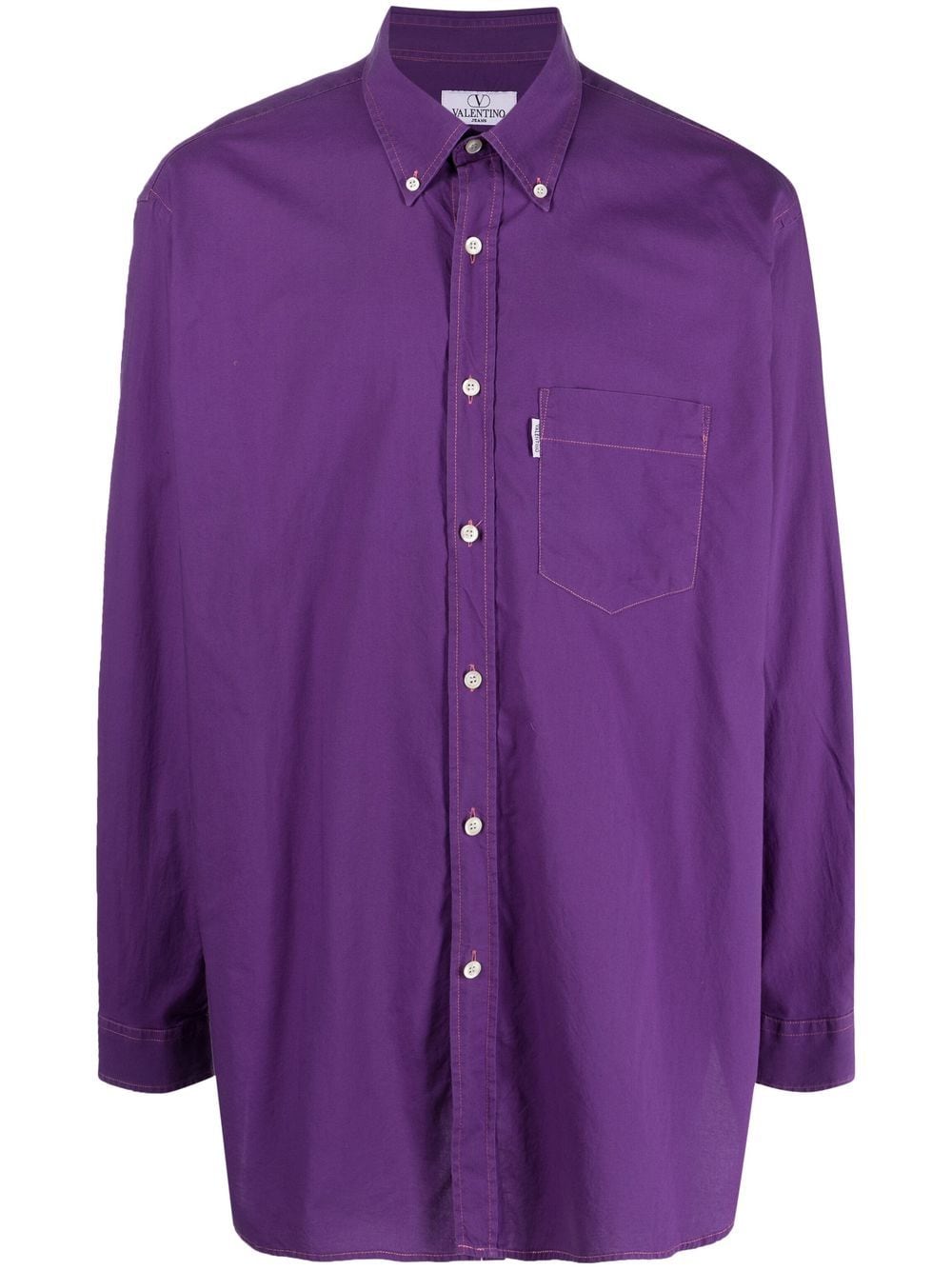 Valentino Garavani Pre-Owned 2000s box-pleat detail button-down shirt - Purple von Valentino Garavani Pre-Owned