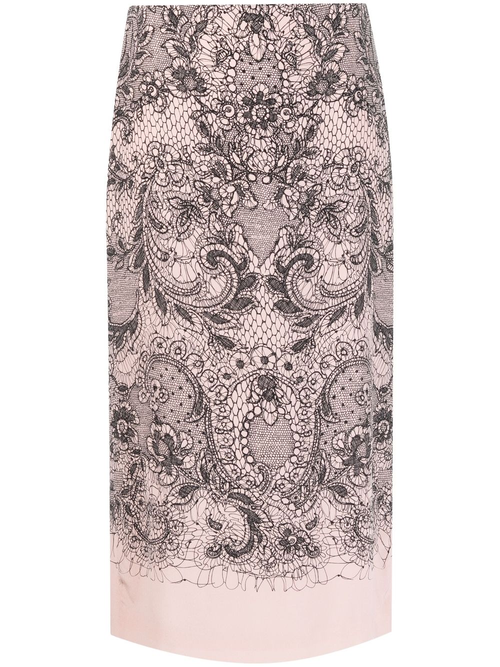 Valentino Garavani Pre-Owned 2000s lace print silk skirt - Pink von Valentino Garavani Pre-Owned