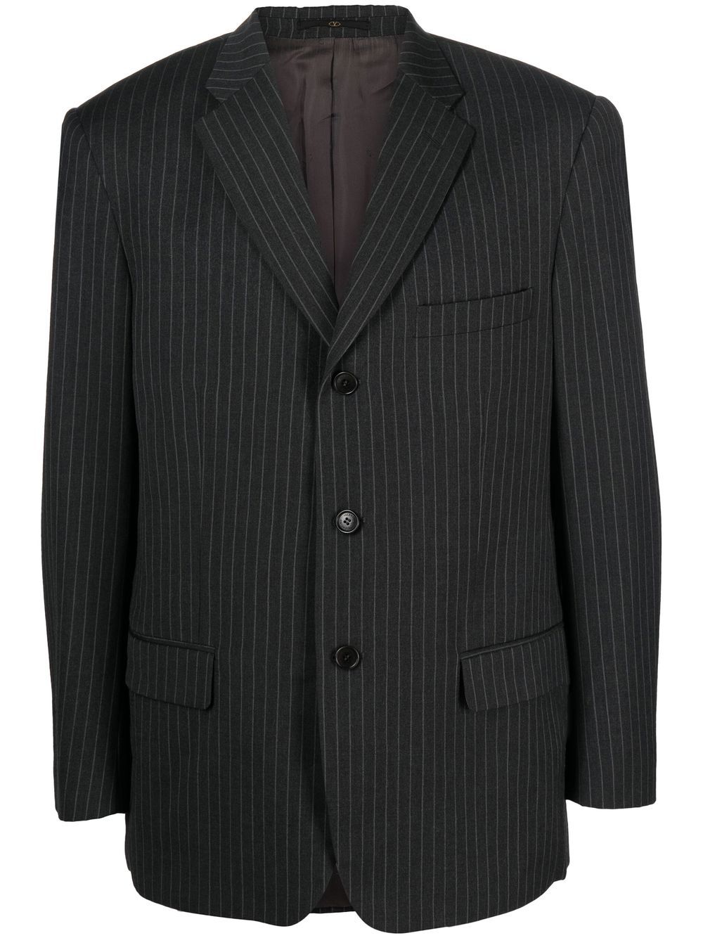 Valentino Garavani Pre-Owned 2000s pinstriped notch lapels blazer - Grey von Valentino Garavani Pre-Owned