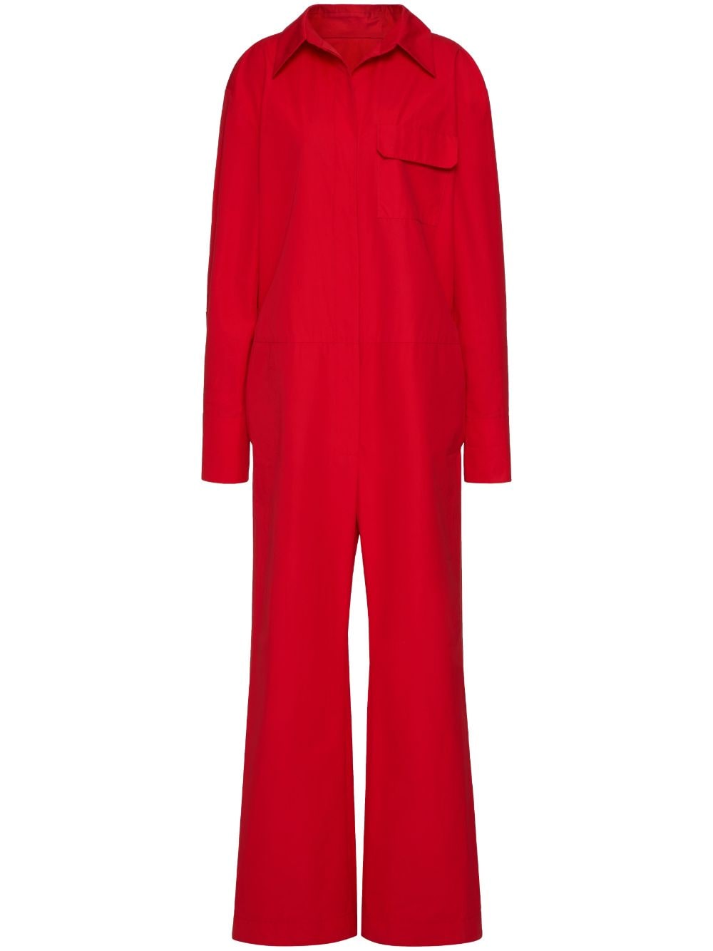 Valentino Garavani Compact Popeline long-sleeve jumpsuit - Red von Valentino Garavani