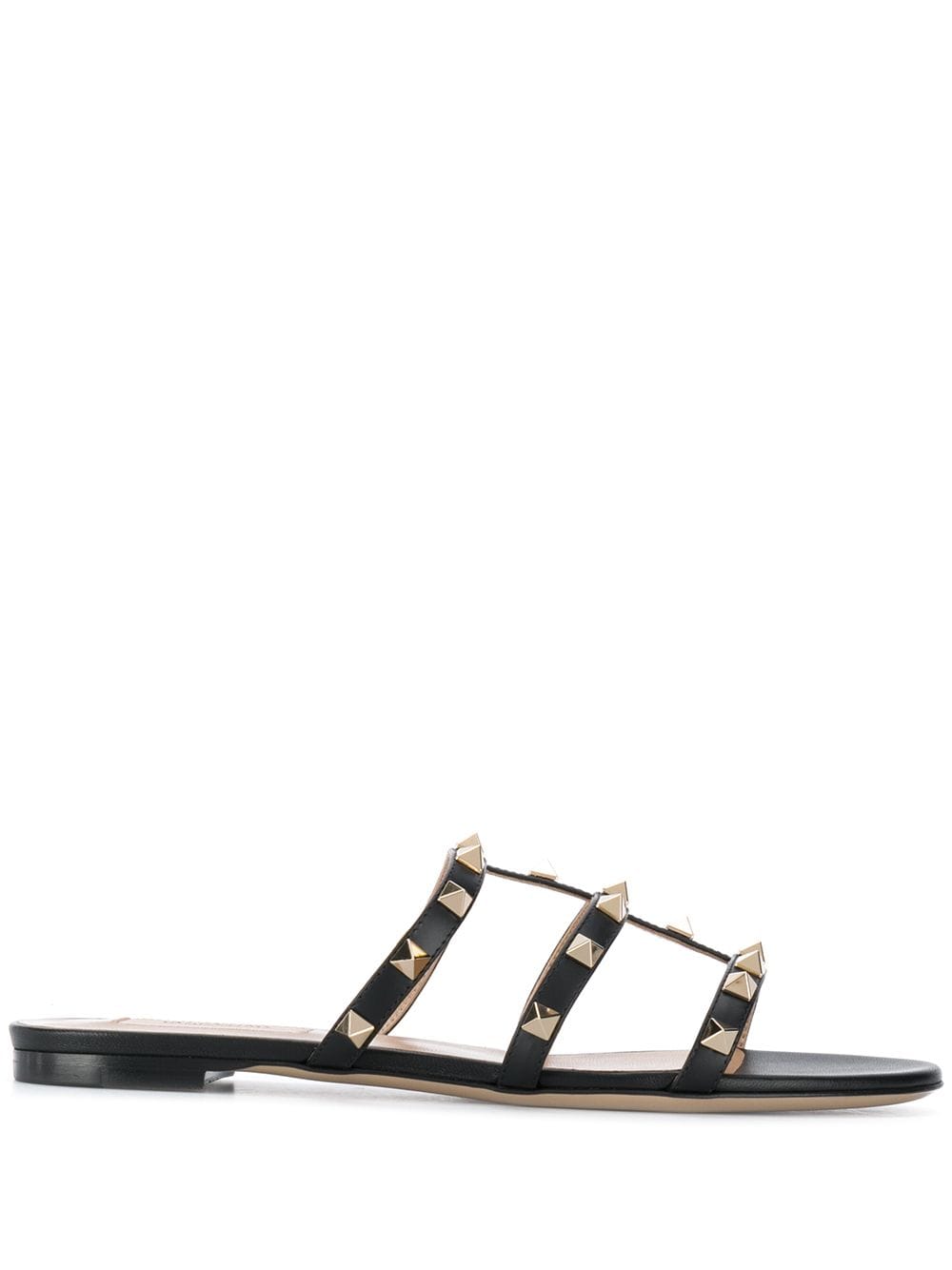 Valentino Garavani Rockstud flat leather sandals - Black von Valentino Garavani