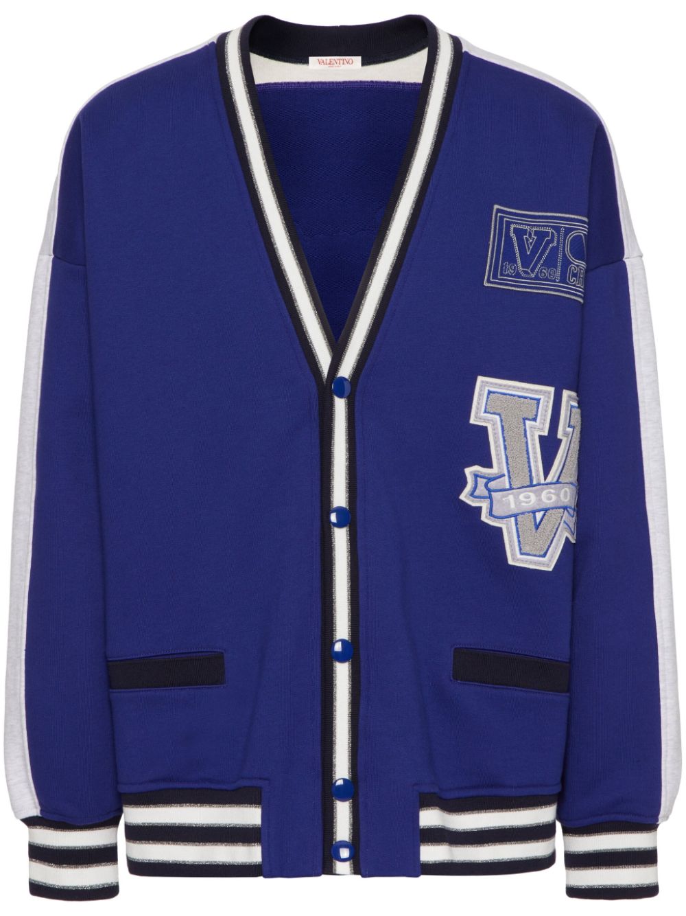 Valentino Garavani V Crew patches V-neck cardigan - Blue von Valentino Garavani