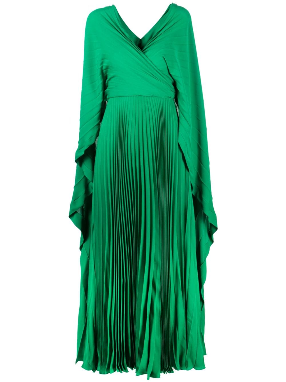Valentino Garavani V-neck pleated silk long dress - Green von Valentino Garavani