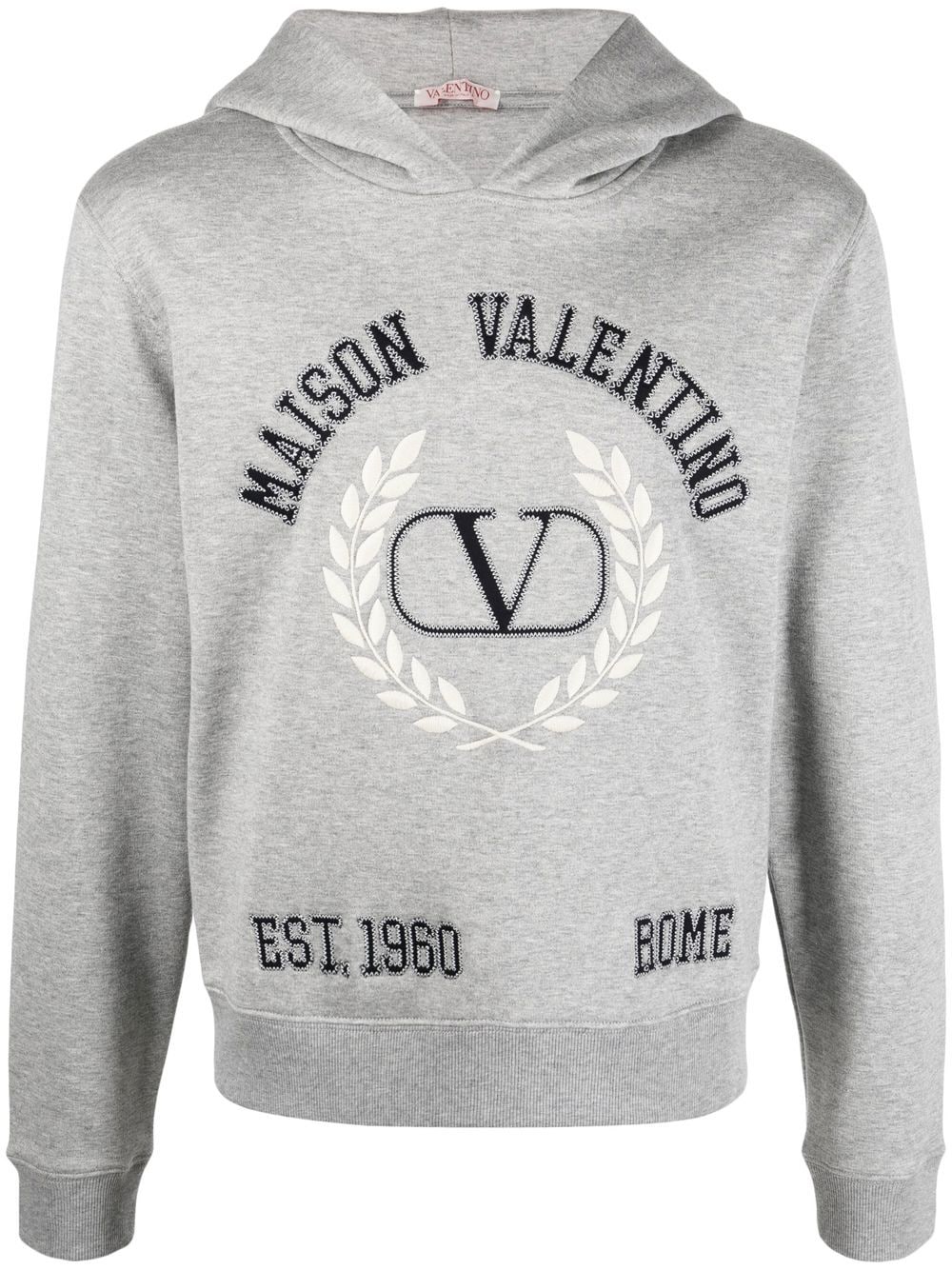 Valentino Garavani VLogo crest logo-embroidered hoodie - Grey von Valentino Garavani