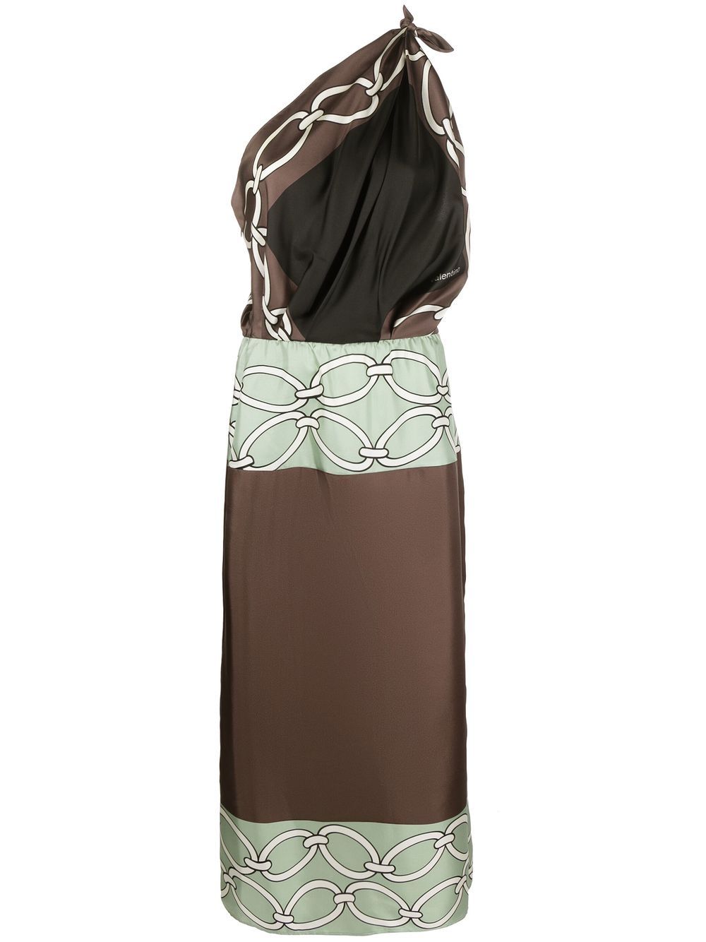 Valentino Garavani chain-print one-shoulder silk midi dress - Green von Valentino Garavani